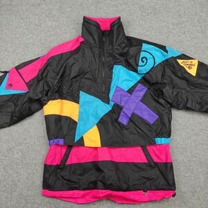 Vintage Obermeyer Jacket Womens 8 Multicolor Nylon Anorak Ski 80s 90s Retro